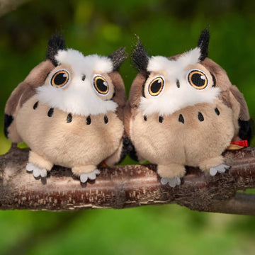 Chubby Stuffed Eurasian Eagle-Owl Bag Charm, Plush Owl Keychain